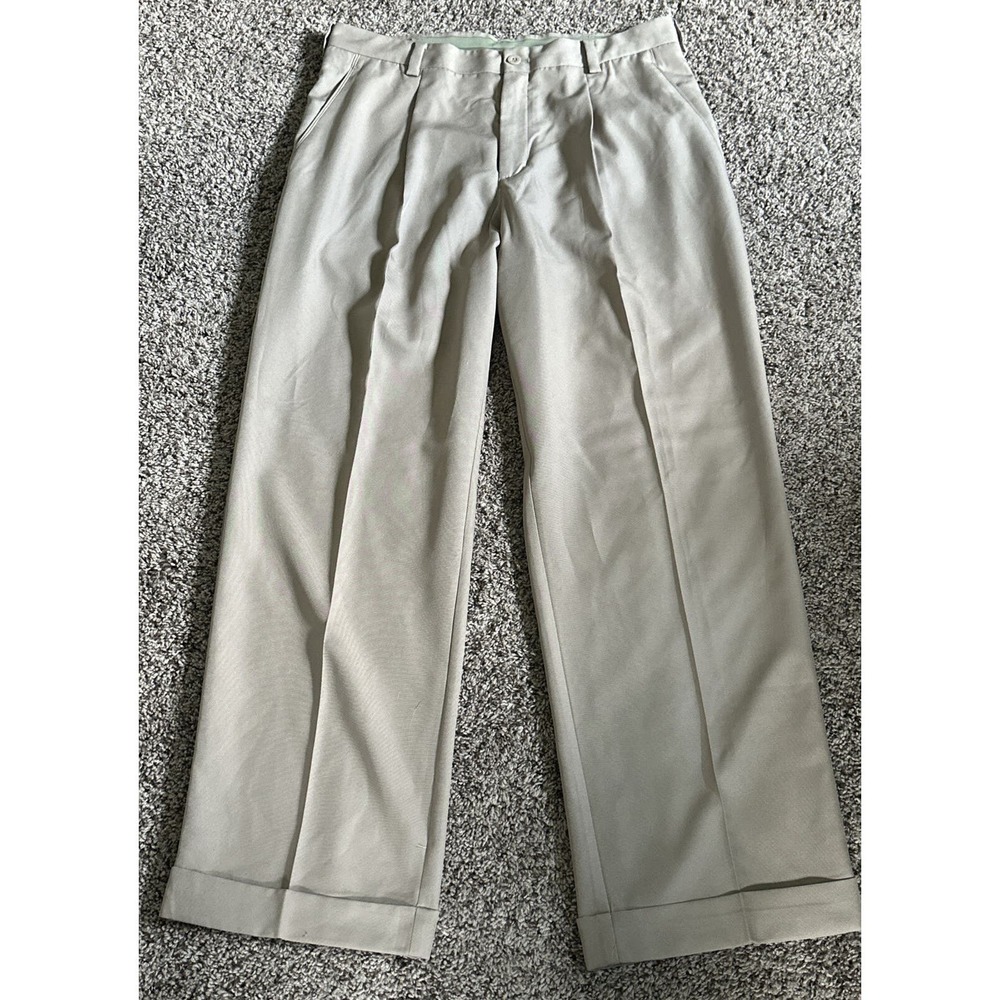 Nike Golf DRI-FIT Pants Flat Front Size 32X30 Khaki Color Mens Golf